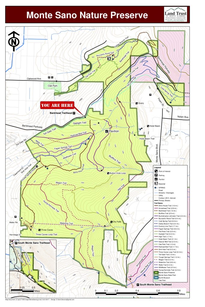 Map of Monte Sano Nature Preserve