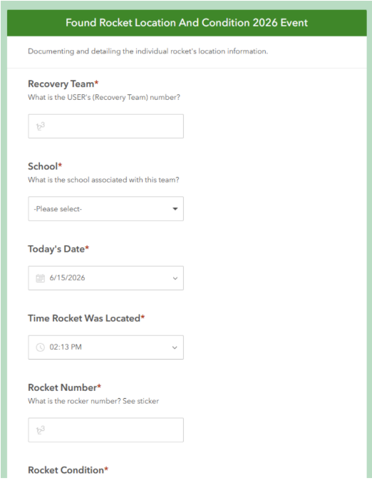 Rocket Location and Condition Survey