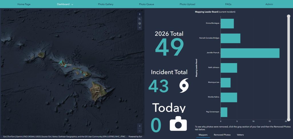 Volunteer portal immediately following the Hawaii Flooding activation.